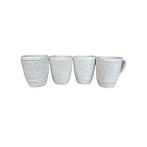 Set Of 4 Maison Versailles Blanc Colette Coffee Mug Cup White
